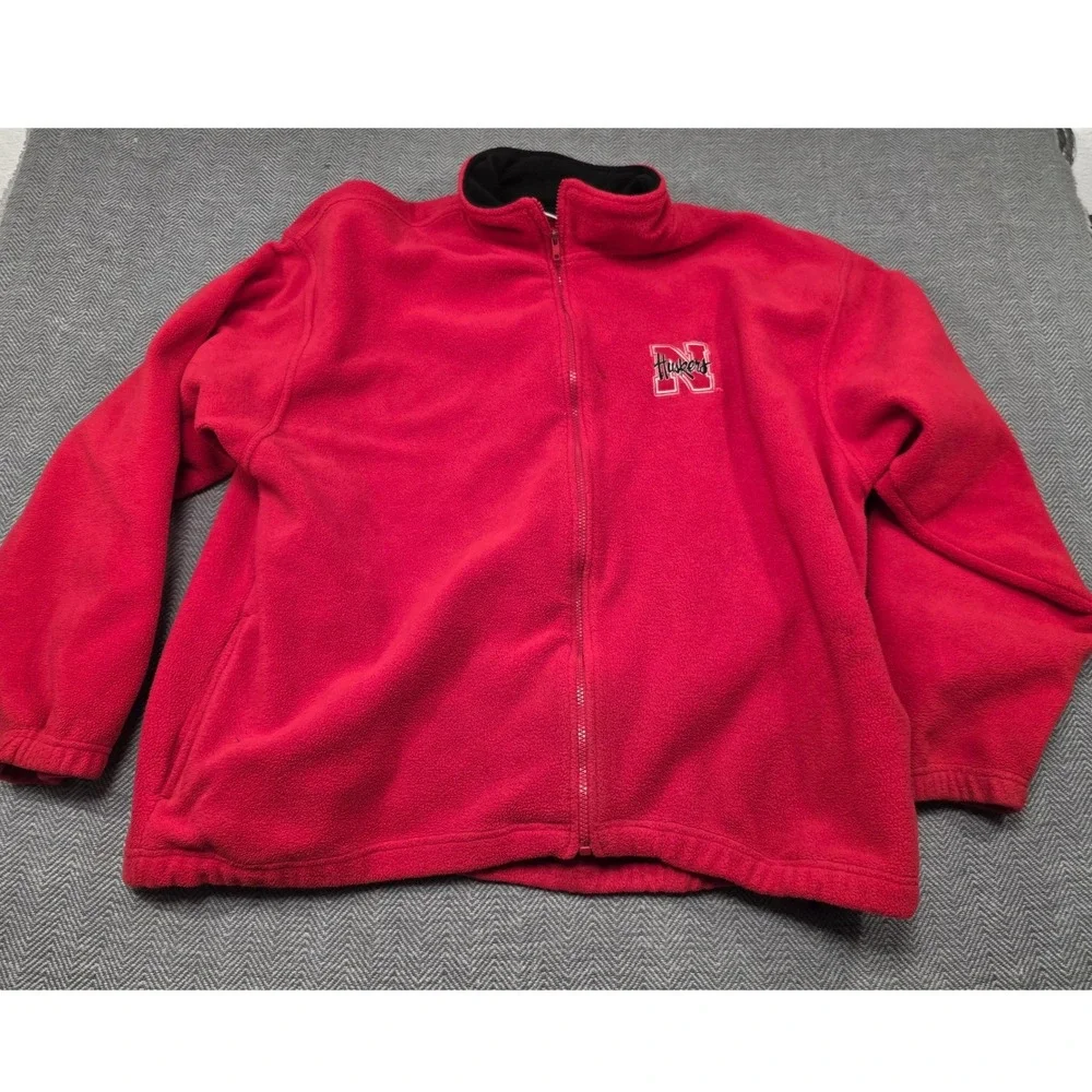 Iron Knights Athletics Nebraska Huskers Fleece Jacket Red Full Zip Mens 2XL NCAA